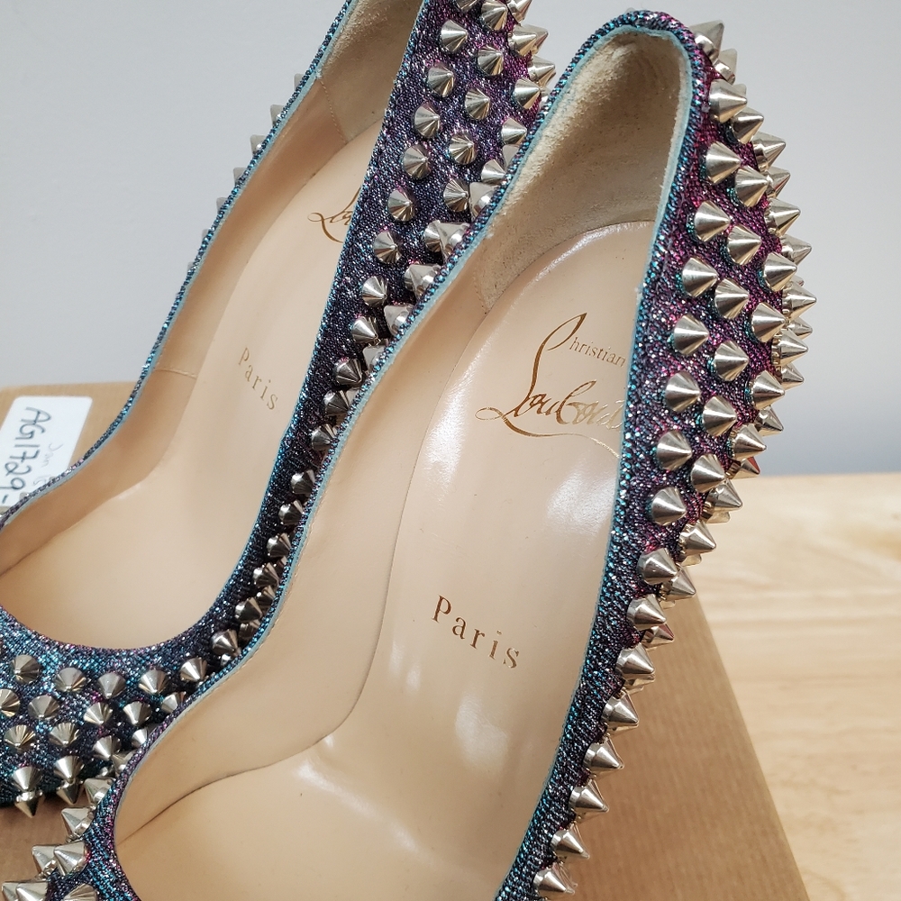 Christian Louboutin Flo Spikes 120 Turquoise Violet, 35 - Picture 6 of 10